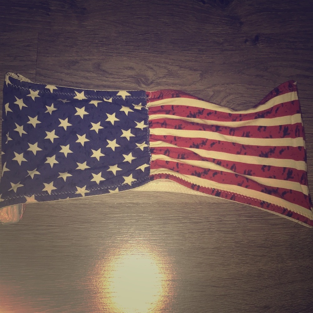 America flag crop top bra